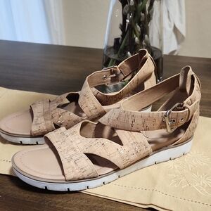 Sofft Mirabelle Tan Cork Sandals with White Soles